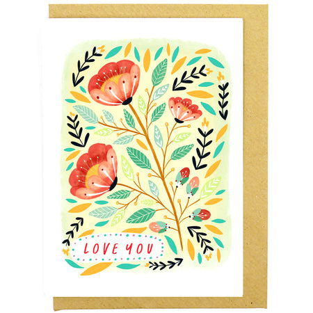 Love You Florals Greetings Card