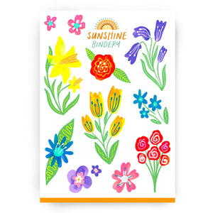 Whimsical Watercolour Flowers Sticker Sheet