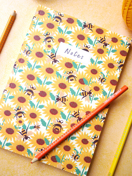 Chunky Sunflower & Bee A5 Lined Notebook