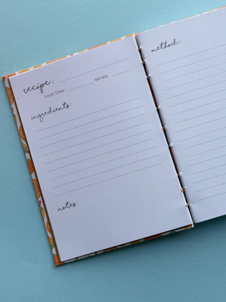 Hand-Bound Tropical Oranges A6 Recipe Journal Gift Set