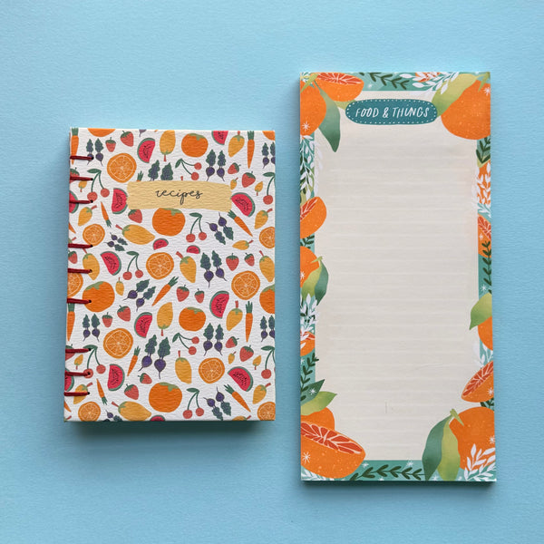 Hand-Bound Fruity A6 Recipe Journal Gift Set