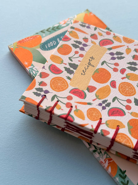 Hand-Bound Fruity A6 Recipe Journal Gift Set