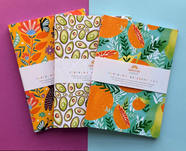 Set of 3 Colourful A5 Notebooks