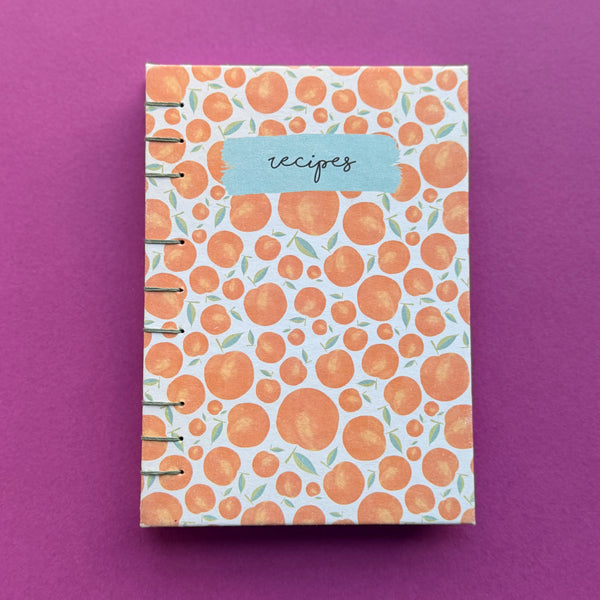 Hand-Bound Peaches A6 Recipe Journal