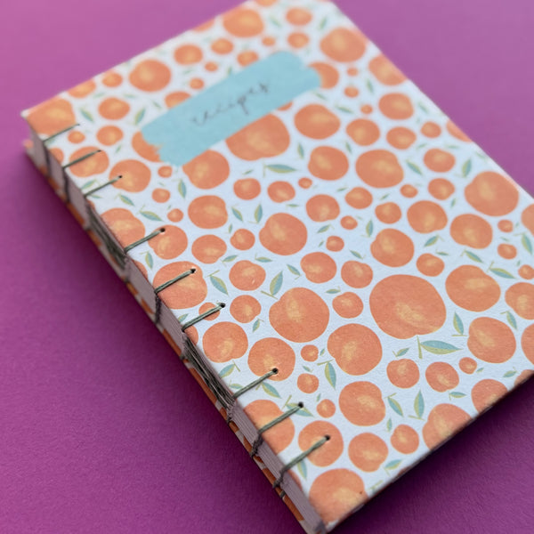 Hand-Bound Peaches A6 Recipe Journal