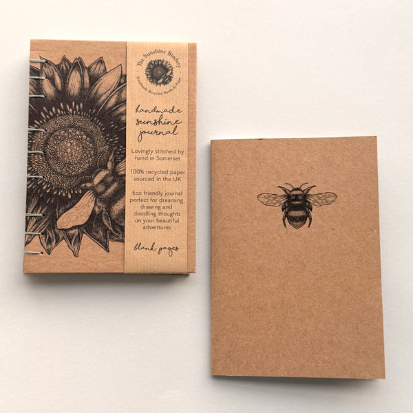 Hand-Bound Bumble Bee Kraft Journal Gift Set