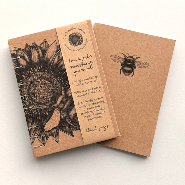 Hand-Bound Bumble Bee Kraft Journal Gift Set