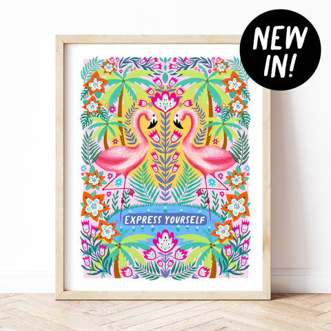 Express Yourself Flamingos Print