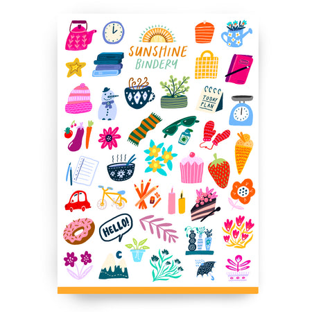 Cute Planner Icons 2 Sticker Sheet