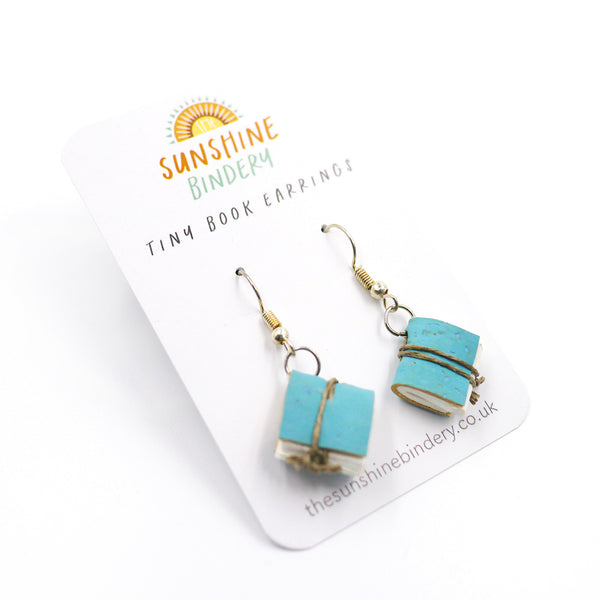 *Vegan* Sky Blue Tiny Book Earrings