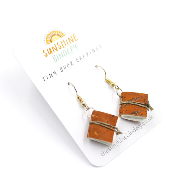 *Vegan* Orange Tiny Book Earrings