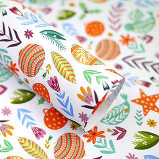 Festive Birds & Florals Recycled Gift Wrap