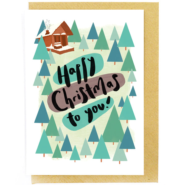 Happy Christmas Log Cabin Card