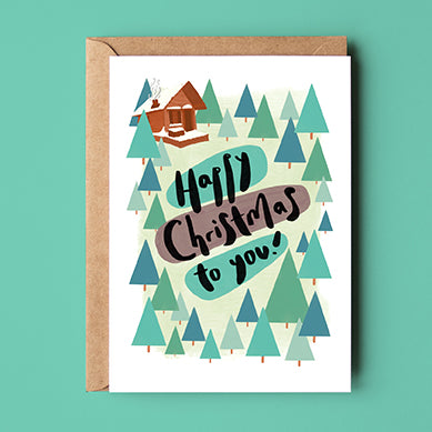 Happy Christmas Log Cabin Card