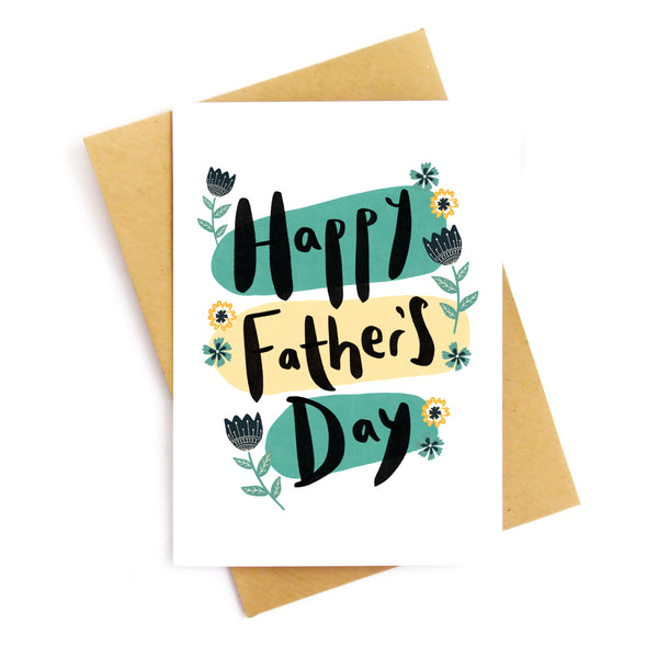 Happy Father's Day Folk Florals Card