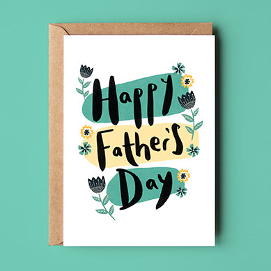 Happy Father's Day Folk Florals Card