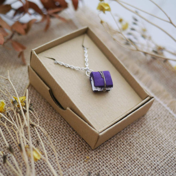 Purple Tiny Book Necklace
