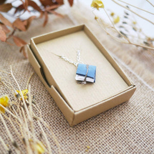 Blue Tiny Book Necklace