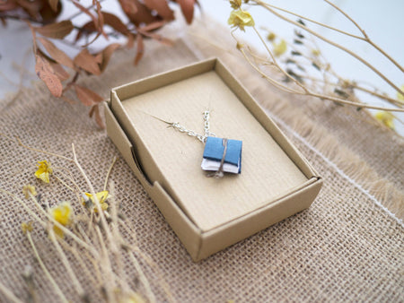 Blue Tiny Book Necklace