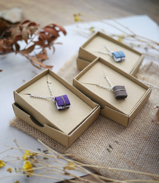 Purple Tiny Book Necklace