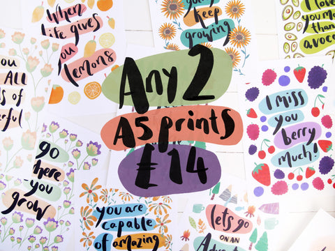 A5 Print Bundle | Eco Friendly Recycled Art Stationery Sunshine Bundle Deal | Eco Art Wall Decor Gift Bundle