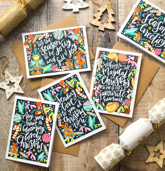 Festive Christmas Cards (Pack of 5)