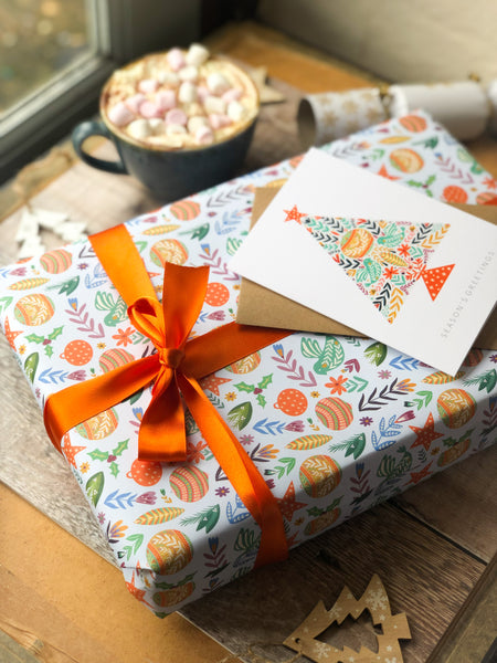 Festive Birds & Florals Recycled Gift Wrap