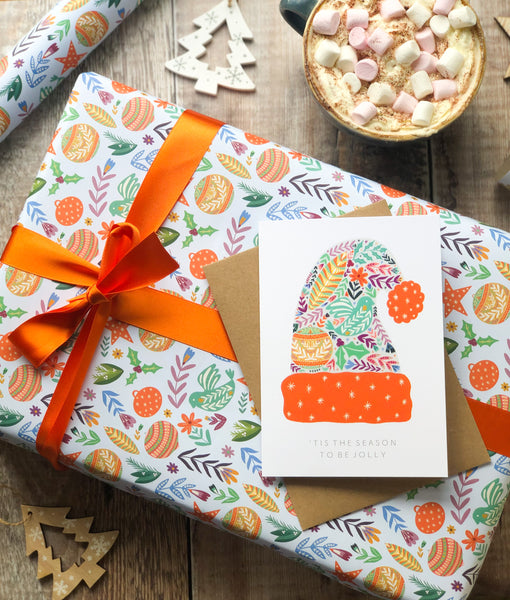 Festive Birds & Florals Recycled Gift Wrap