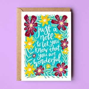 Just a Note You Are Wonderful Card