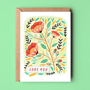 Love You Florals Greetings Card