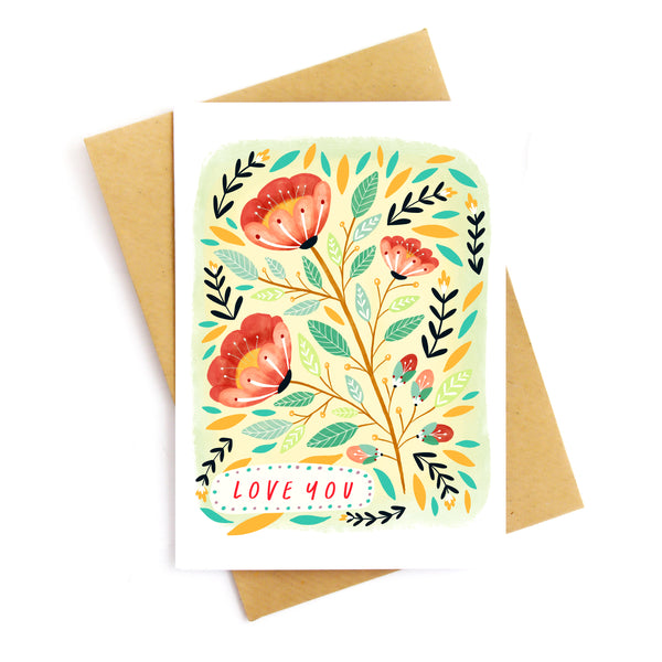 Love You Florals Greetings Card