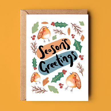 Season's Greetings Robin Christmas Card